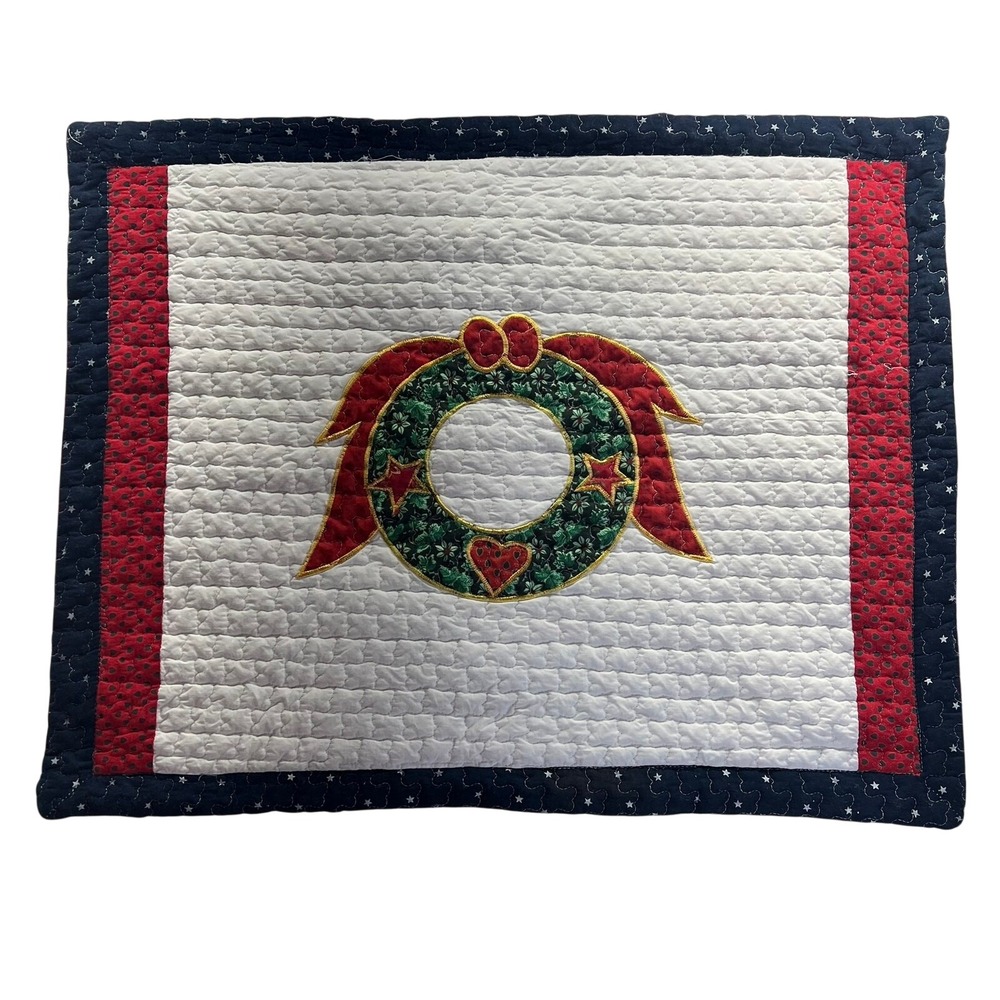 2‎ Cozy Line Quilted Pillow Shams Home Fashions Christmas Wreath 100% Cotton